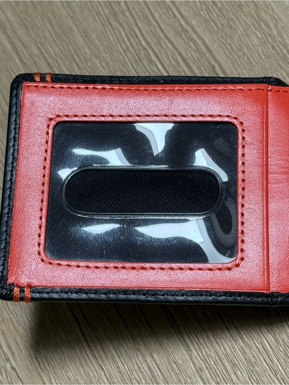 LODIS Black & Coral Leather Bi-Fold Wallet